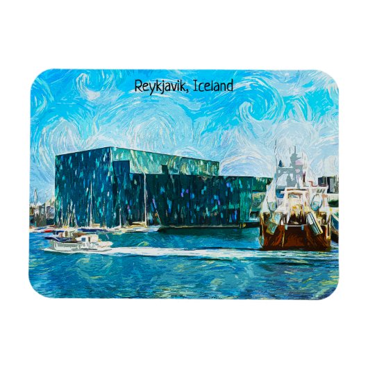 Reykjavik Island Oil Paint Magnet (Horizontal)