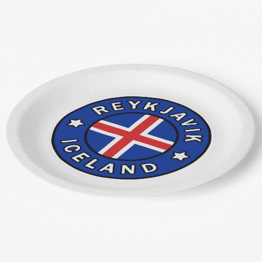 Reykjavik Island Pappteller (Schrägansicht)