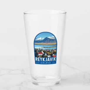 Reykjavík Island Reise Kunst Vintage Glas