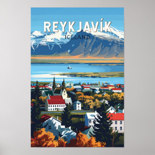 Reykjavík Island Reise Kunst Vintage Poster