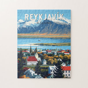 Reykjavík Island Reise Kunst Vintage Puzzle