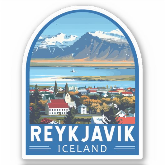 Reykjavík Island Reisen Vintag Aufkleber (Vorderseite)