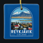 Reykjavík Island Reisen Vintag Keramikornament<br><div class="desc">Reykjavík retro Vektor Reise Design. Reykjavík ist die nördlichste Hauptstadt eines souveränen Staat der Welt. Es gehört zu den saubersten,  grünsten und sichersten Städten der Welt.</div>