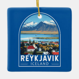 Reykjavík Island Reisen Vintag Keramikornament