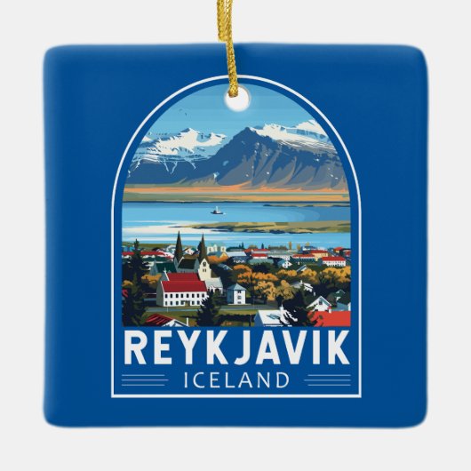 Reykjavík Island Reisen Vintag Keramikornament (Vorderseite)