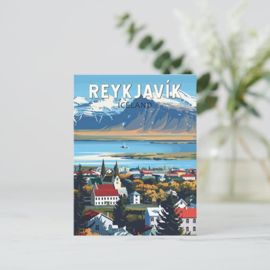 Reykjavík Island Reisen Vintag Postkarte (Stehend Vorderseite)