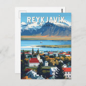 Reykjavík Island Reisen Vintag Postkarte (Vorne/Hinten)