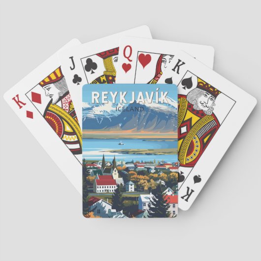 Reykjavík Island Reisen Vintag Spielkarten (Rückseite)