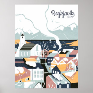 Reykjavik, Island, Reiseplakat Poster