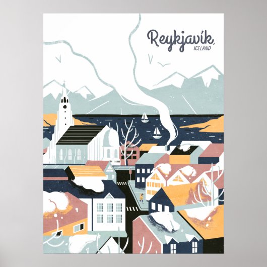 Reykjavik, Island, Reiseplakat Poster (Vorne)