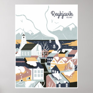 Reykjavik, Island, Reiseplakat Poster