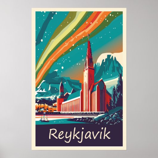 Reykjavik, Island, Reiseplakat Poster (Vorne)