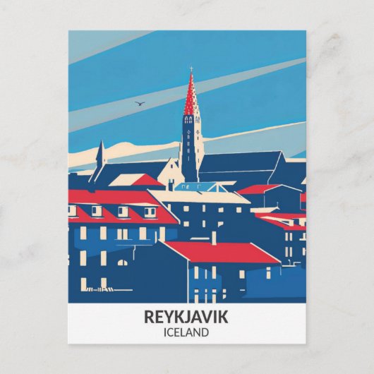 Reykjavik Island Retro Artwork Travel Postkarte (Vorderseite)