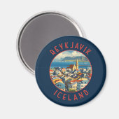 Reykjavík Island Retro Distressed Circle Magnet (Vorderseite/Rückseite)