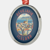 Reykjavík Island Retro Distressed Circle Ornament Aus Metall (Links)