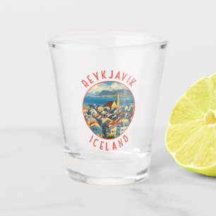 Reykjavík Island Retro Distressed Circle Schnapsglas