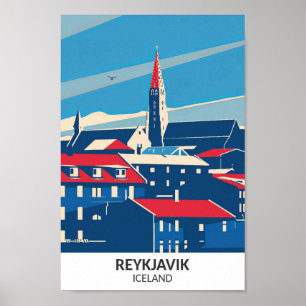 Reykjavik Island Retro-Kunst Reise Poster