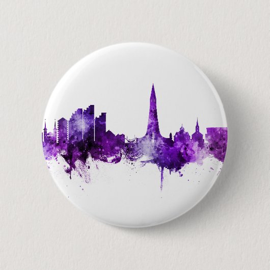 Reykjavik Island Skyline Lila Button (Vorderseite)