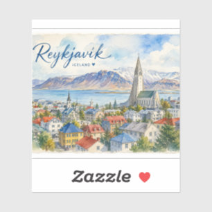 Reykjavik Island Souvenir Wasserfarbe Aufkleber