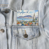 Reykjavik Island Souvenir Wasserfarbe Button (Insitu)