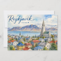 Reykjavik Island Souvenir Wasserfarbe
