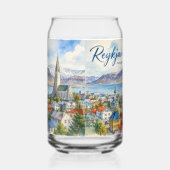 Reykjavik Island Souvenir Wasserfarbe Dosenglas (Rechts)