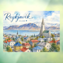 Reykjavik Island Souvenir Wasserfarbe 