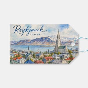 Reykjavik Island Souvenir Wasserfarbe Geschenkanhänger