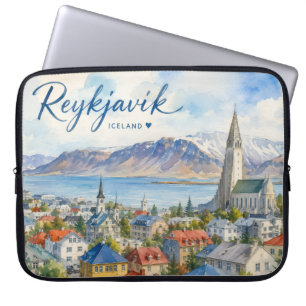 Reykjavik Island Souvenir Wasserfarbe Laptopschutzhülle
