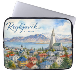 Reykjavik Island Souvenir Wasserfarbe Laptopschutzhülle