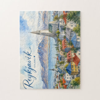 Reykjavik Island Souvenir Wasserfarbe Puzzle