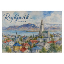 Reykjavik Island Souvenir Wasserfarbe 