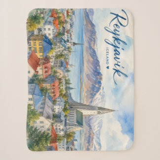 Reykjavik Island Souvenir Wasserfarbe Sherpadecke