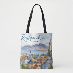 Reykjavik Island Souvenir Wasserfarbe Tasche