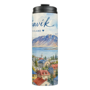 Reykjavik Island Souvenir Wasserfarbe Thermosbecher