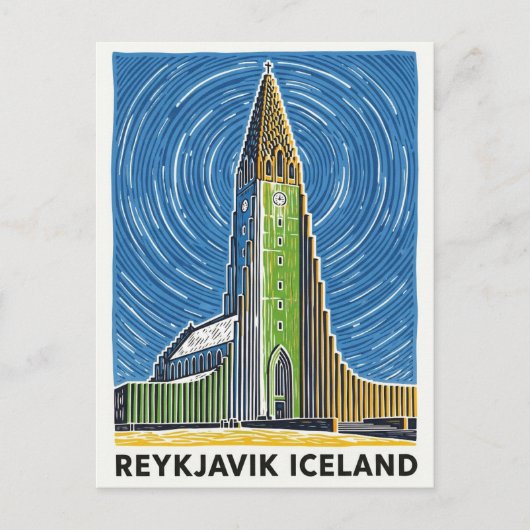 Reykjavík Island Travel Postkarte (Vorderseite)