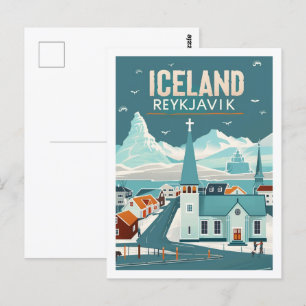 Reykjavik Island Vintage Berühmter Reiseort Postkarte