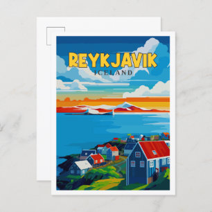 Reykjavik Island Vintage Postkarte