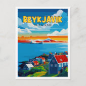 Reykjavik Island Vintage Postkarte (Vorderseite)