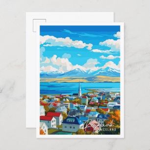 Reykjavik Island Vintage Postkarte