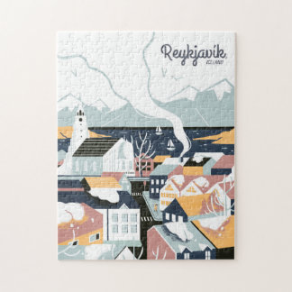 Reykjavik, Island Vintage Travel Poster Puzzle
