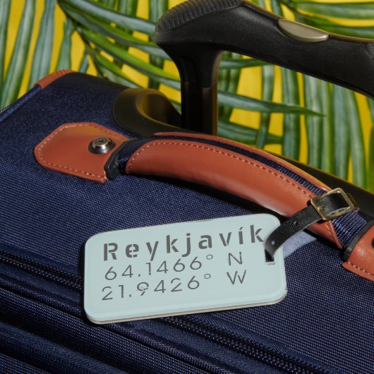 Reykjavik Latitude & Longitude Gepäckanhänger (Vorderseite Insitu 3)