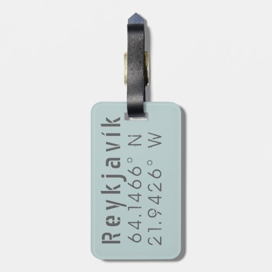 Reykjavik Latitude & Longitude Gepäckanhänger (Rückseite vertikal)