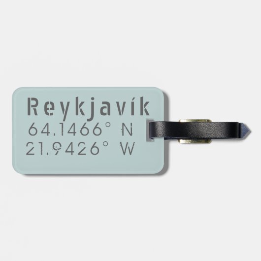 Reykjavik Latitude & Longitude Gepäckanhänger (Rückseite horizontal)