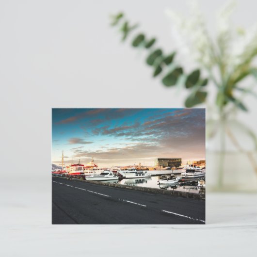 Reykjavik Marina Island Postcard Postkarte (Stehend Vorderseite)