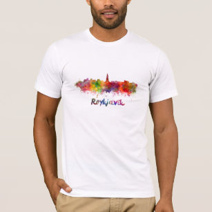 Reykjavik skyline im Watercolor T-Shirt