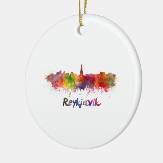 Reykjavik Skyline in Aquarellon Keramikornament (Links)