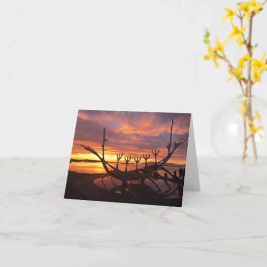 Reykjavik-Sonnenuntergang notecard #2 Karte (Gelbe Blume)