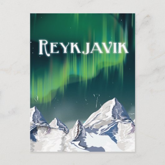 Reykjavik Vintage Travel Poster Postkarte (Vorderseite)
