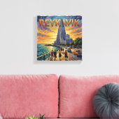 Reykjavik Waterfront Glow Kirche Leinwand (Insitu (Wohnzimmer))
